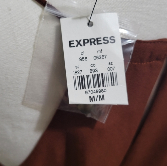 NWT Express Button-front Pleated Brown Camisole - Picture 5 of 8